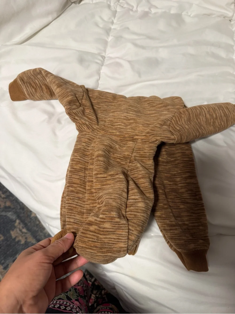 Carter's Brown Reindeer Hooded Footie with Cream Belly and Light-Bulb Trim